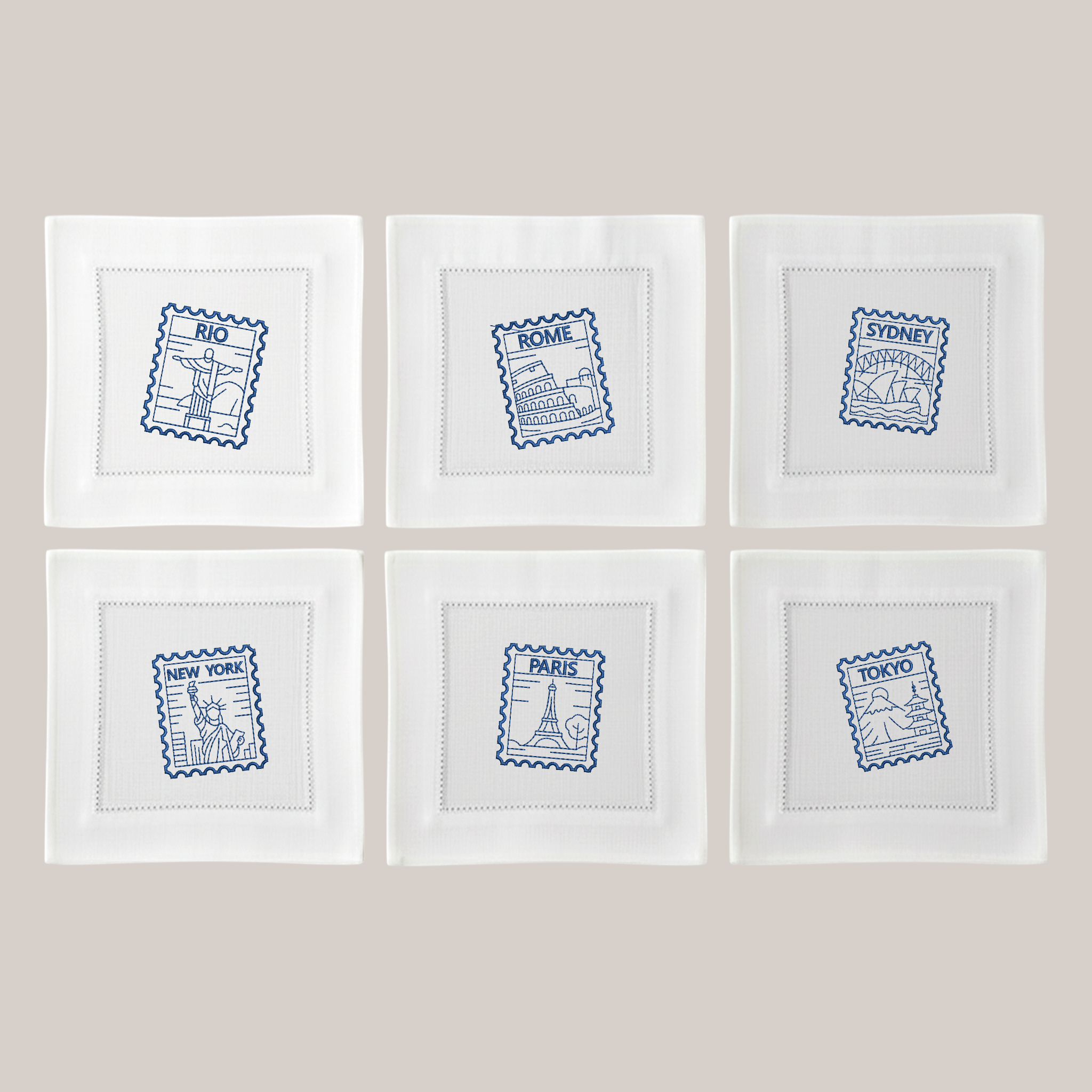 Guardanapo Ajour Coquetel Stamps Mundo