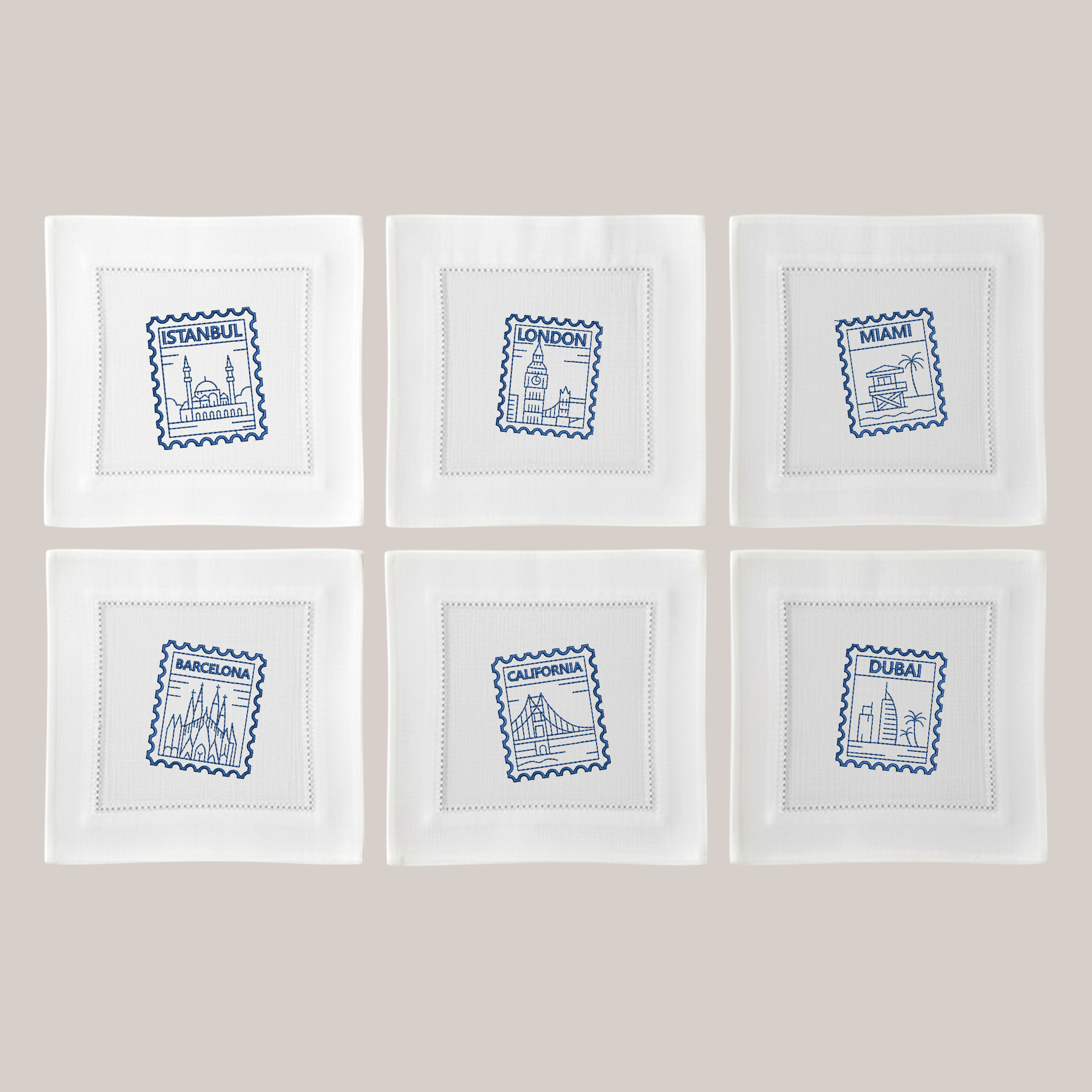 Guardanapo Ajour Coquetel Stamps Mundo